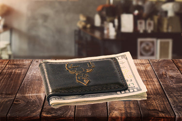 Buck Burnished Leather Money Clip