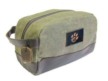Clemson Tigers Waxed Canvas Toiletry Dopp Bag