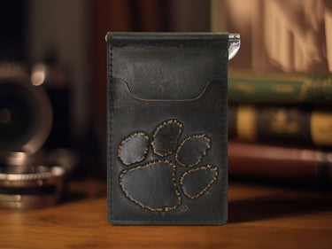 Clemson Tigers Burnished Leather Front Pocket Clip Wallet