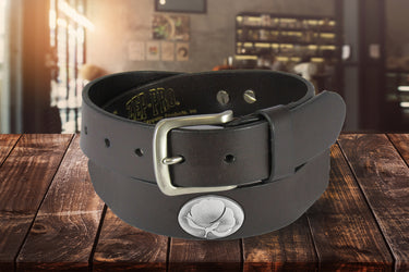 Cotton Boll Men's Brown Leather Concho Belt