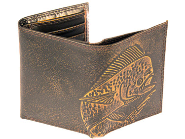 Dolphin Mahi-Mahi Burnished Leather Trifold Wallet