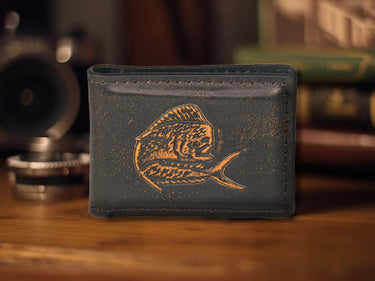 Dolphin Mahi-Mahi Burnished Leather Money Clip