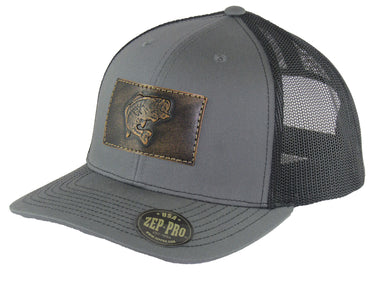 Bass Hand Burnished Full Grain Leather Patch Richardson 112 Snapback Trucker Hat