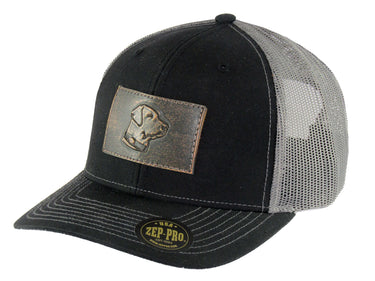 Lab Hand Burnished Full Grain Leather Patch Richardson 112 Snapback Trucker Hat
