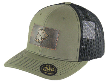 Lab Hand Burnished Full Grain Leather Patch Richardson 112 Snapback Trucker Hat