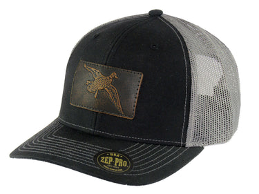 Mallard Hand Burnished Full Grain Leather Patch Richardson 112 Snapback Trucker Hat