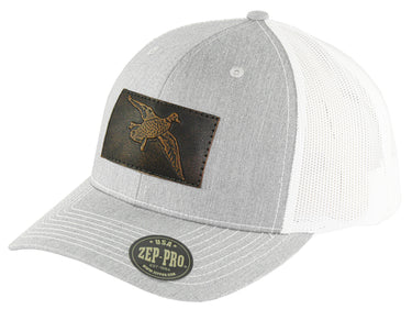 Mallard Hand Burnished Full Grain Leather Patch Richardson 112 Snapback Trucker Hat