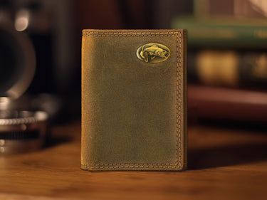 Bass Vintage Tan Leather Trifold Wallet