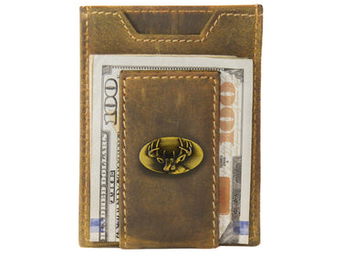 Buck Vintage Tan Leather Magnetic Front Pocket Wallet