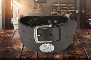 Lab Men's Brown Leather Concho Belt