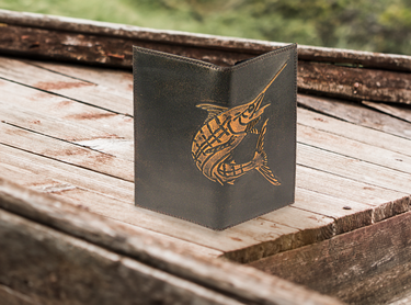 Marlin Burnished Leather Secretary Wallet