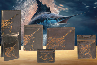 Marlin Burnished Leather Secretary Wallet