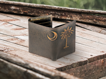 SC Palmetto Burnished Leather Trifold Wallet