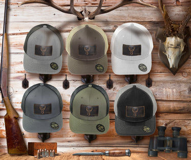 Buck Hand Burnished Full Grain Leather Patch Richardson 112 Snapback Trucker Hat