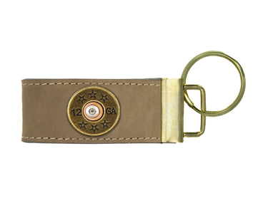 Shotshell Leather Key Fob Antique Brass Logo