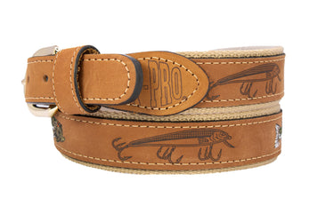 Embroidered Bass Leather Belt Buff Back