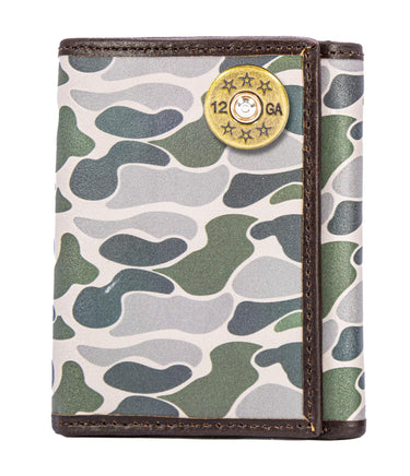 Shotshell Old School Camo trifold wallet green gray