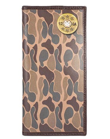 Shotshell Old School Camo secretary wallet brown tan