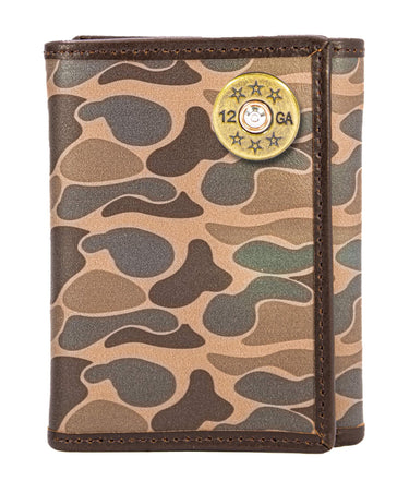 Shotshell Old School Camo trifold wallet brown tan