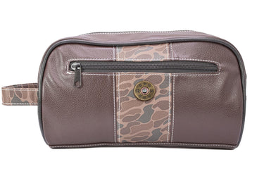 Shot Shell old school camo toiletry dopp bag brown tan