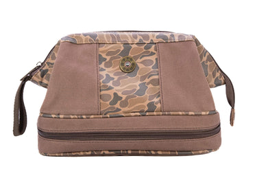 Shot shell old school camo canvas toiletry dopp bag brown tan