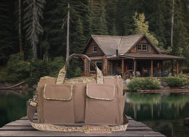 Bass old school camo canvas weekender bag brown tan cabin