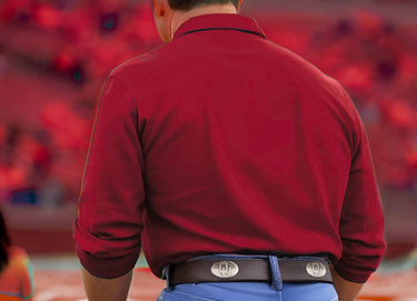 Oklahoma Sooners Brown Leather Metal Concho Belt fan