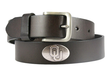 Oklahoma Sooners Brown Leather Metal Concho Belt
