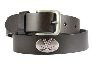 Virginia Cavaliers Brown Leather Metal Concho Belt