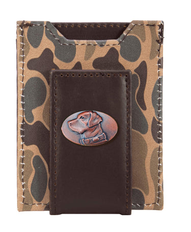 Lab Old School Camo front pocket magnetic wallet brown tan