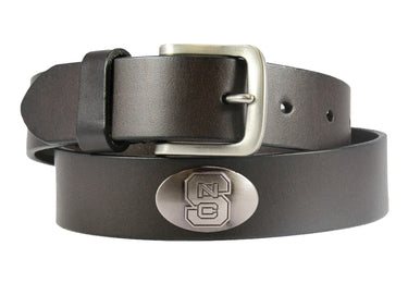 NC State Wolfpack Brown Leather Metal Concho Belt