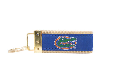 Florida Gators Collegiate Woven Ribbon Key Chain. University of Florida Key Fob. UF Gators Gift. Brass Clasp and O-Ring.