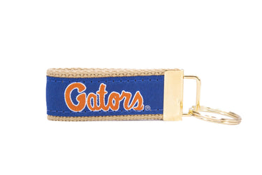 Florida Gators Collegiate Woven Ribbon Key Chain. University of Florida Key Fob. UF Gators Gift. Brass Clasp and O-Ring.