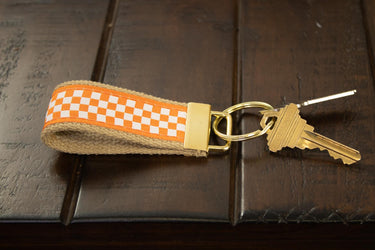 Tennessee Vols Collegiate Woven Ribbon Key Chain. University of Tennessee Key Fob. UT Vols Gift. Brass Clasp and O-Ring.