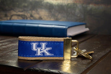 Kentucky Wildcats Collegiate Woven Ribbon Key Chain. Kentucky Key Fob. UKY Wildcats Gift. Kentucky Key Ring. Brass Clasp and O-Ring.