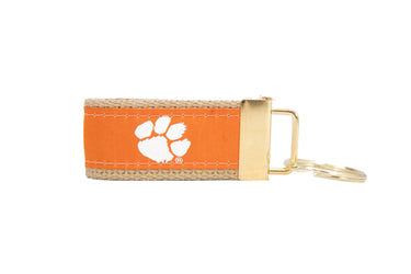 Clemson Tigers Collegiate Woven Ribbon Key Chain. Clemson University Key Fob. Clemson Tigers Gift. Brass Clasp and O-Ring.