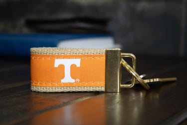 Tennessee Vols Collegiate Woven Ribbon Key Chain. University of Tennessee Key Fob. UT Vols Gift. Brass Clasp and O-Ring.