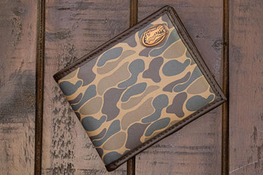 Florida Gators Men's Bifold Old School Camo Leather Wallet. Gift For Gator Fan. Quality Full Grain Leather With Antique Copper Logo.