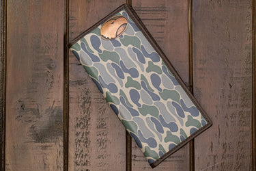 Georgia Southern Eagles Men's Secretary Old School Camo Leather Wallet. Gift For GATA Fan. Full Grain Leather With Antique Copper Logo