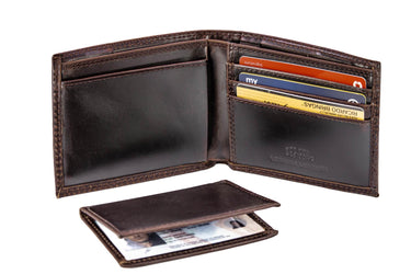 Texas Tech Raiders Men's Collegiate Bifold Leather Wallet. Raiders Passcase Wallet. Texas Tech Gift. Silver Metal Concho Emblem.