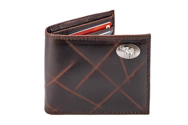 Alabama Crimson Tide Men's Collegiate Bifold Leather Wallet. Roll Tide Wallet. Alabama Passcase Wallet. Bama Gift. Silver Concho Emblem
