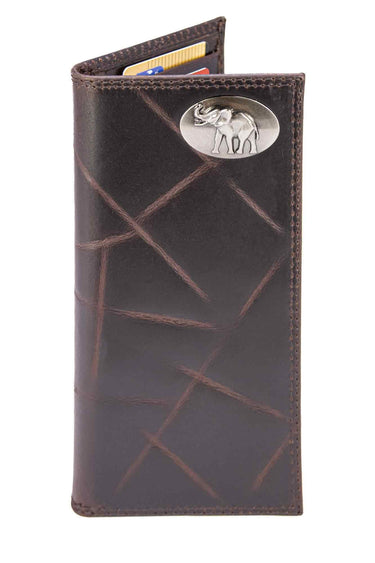 Alabama Crimson Tide Men's Collegiate Secretary Leather Wallet. Long Roll Tide Wallet. Alabama Roper Wallet. Bama Gift. Silver Concho Emblem