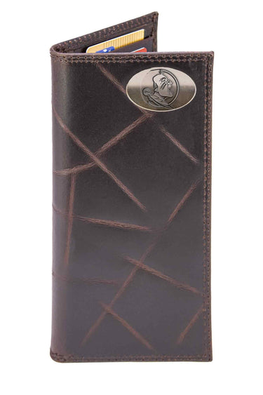 FSU Seminoles Men's Collegiate Secretary Leather Wallet. FSU Long Wallet. Noles Roper Wallet. FSU Gift. Silver Concho Emblem