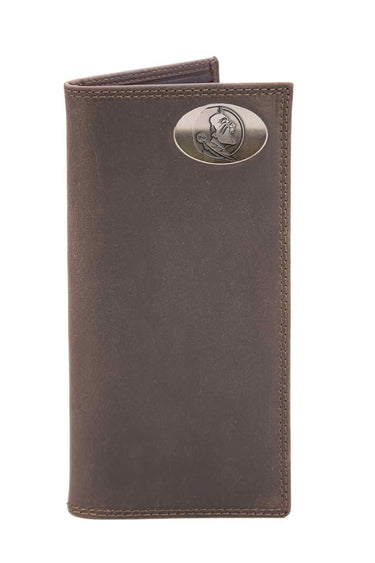 FSU Seminoles Men's Collegiate Secretary Leather Wallet. FSU Long Wallet. Noles Roper Wallet. FSU Gift. Silver Concho Emblem