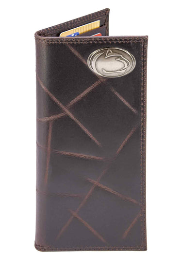 Penn State Nittany Lions Men's Collegiate Secretary Leather Wallet. PSU Long Wallet. Lions Roper Wallet. PSU Gift. Silver Concho Emblem