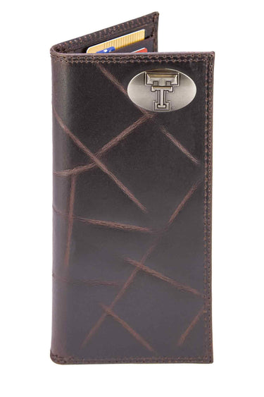 Texas Tech Red Raiders Men's Collegiate Secretary Leather Wallet. TX Tech Long Wallet. Raiders Roper Wallet. TX Gift. Silver Concho Emblem