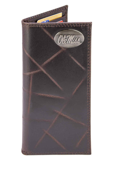 Ole Miss Rebels Men's Collegiate Secretary Leather Wallet. Ole Miss Long Wallet. Rebels Roper Wallet. Ole Miss Gift. Silver Concho Emblem