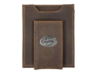 Florida Gators Men's Collegiate Magnetic Front Pocket Leather Wallet. Gators Wallet. UF Slim Wallet. Silver Concho Emblem