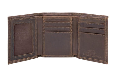 Texas Tech Raiders Men's Collegiate Trifold Leather Wallet. Texas Tech Wallet. Red Raiders Merch. Texas Gift. Silver Metal Concho Emblem