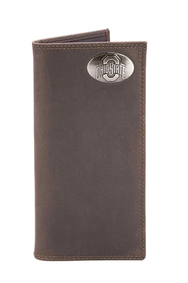 OSU Buckeyes Men's Collegiate Secretary Leather Wallet. OSU Long Wallet. Buckeyes Roper Wallet. OSU Gift. Silver Concho Emblem